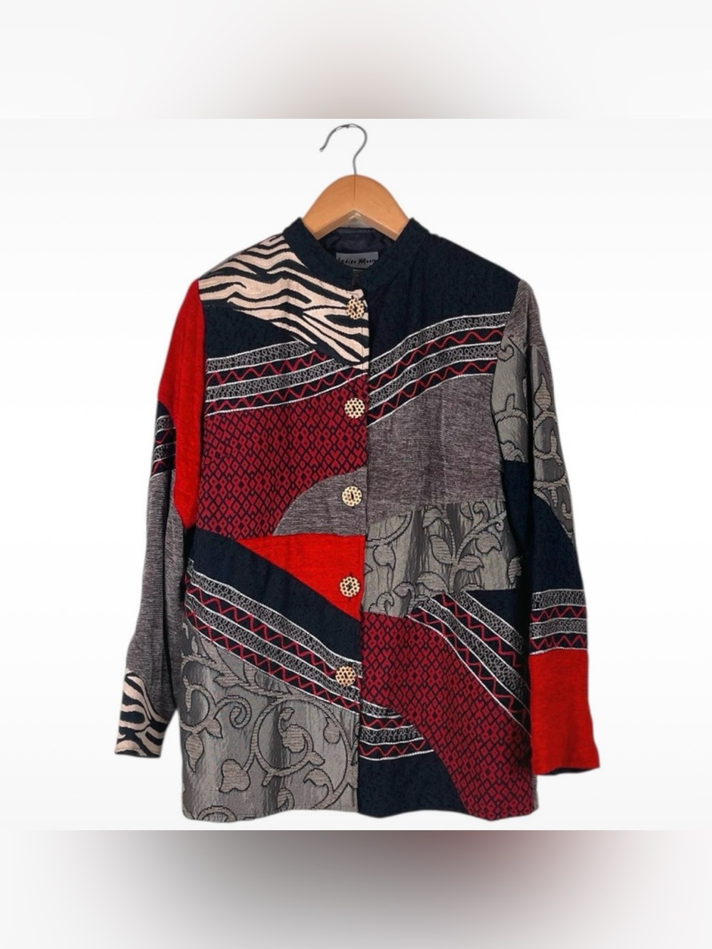 Indigo Moon Patchwork Jacket Women’s Size Small Mixed Media Artsy Boho